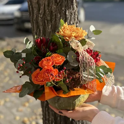 Композиция в тыкве  "Секрет любви"