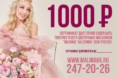 Подарочный сертификат на услуги компании "Малина"