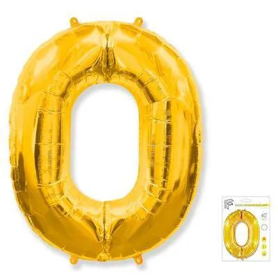Шар фольгированный «Цифра 0», золото