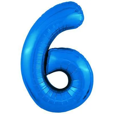 Шар фольгированный «Цифра 6», синяя