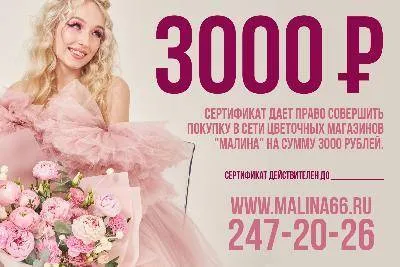 Подарочный сертификат на услуги компании "Малина"    