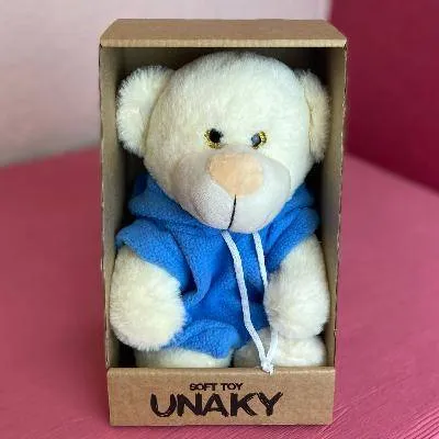 Мягкая игрушка "Медвежонок Сильвестр" в голубой толстовке 20/25 см